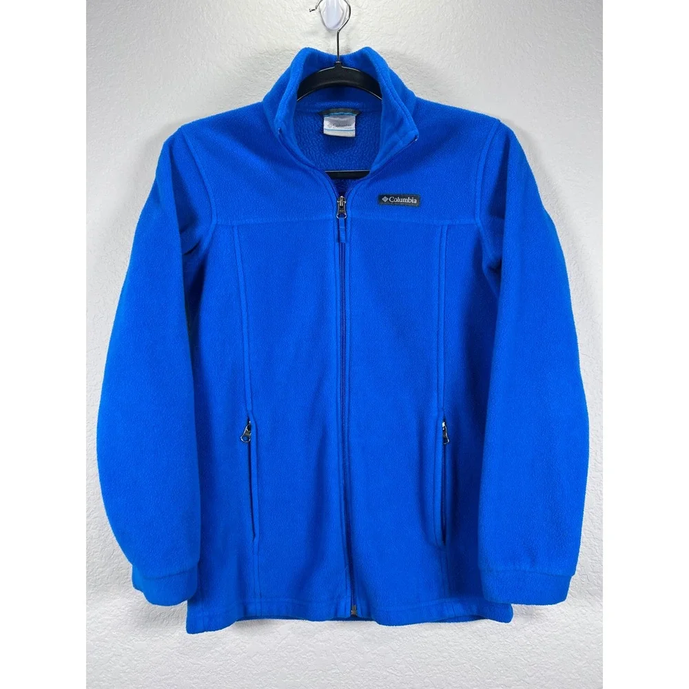 Columbia Fleece‎ Jacket Full Zip Pockets Cozy Warm Blue Coat kids L 14/16